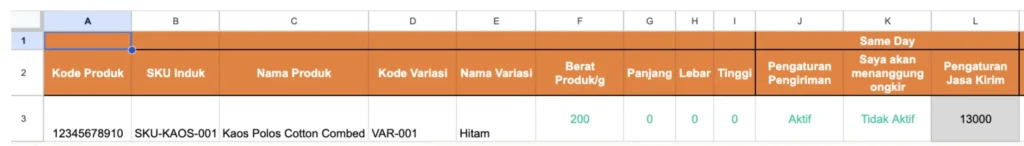contoh file informasi pengiriman
