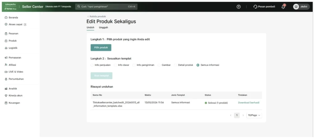 unduh produk template semua informasi